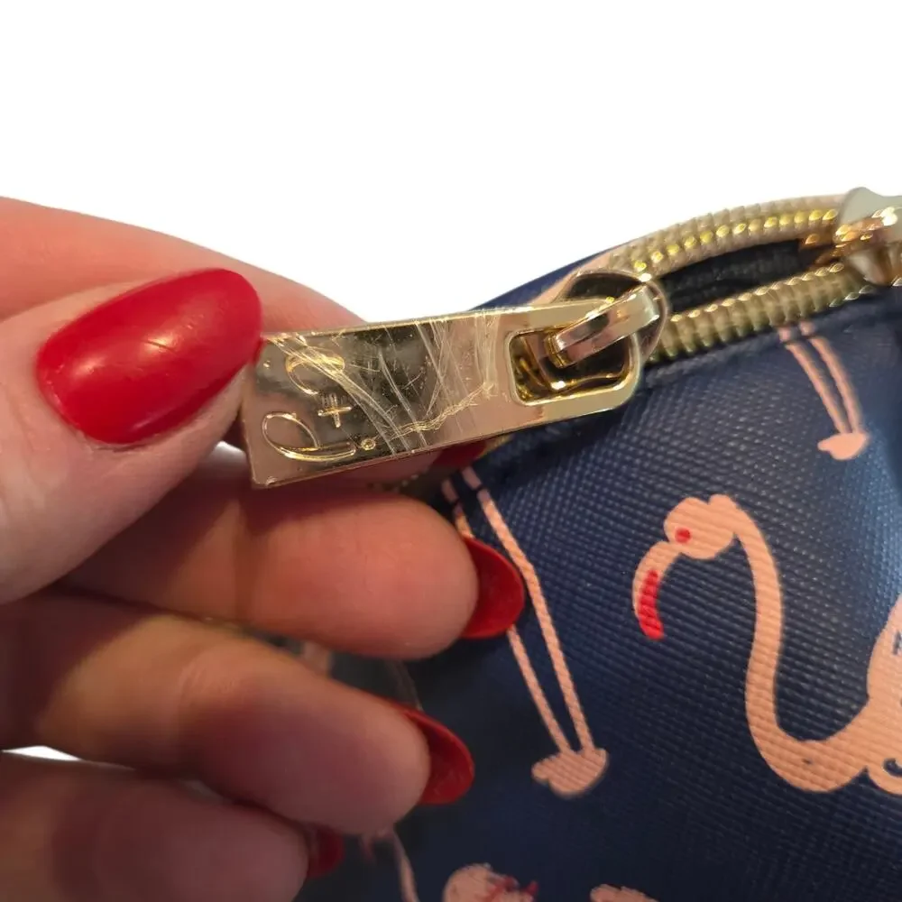 Clementine & Jane Flamingo Print Makeup Toiletries Dop Kit Lined Zipper Bag